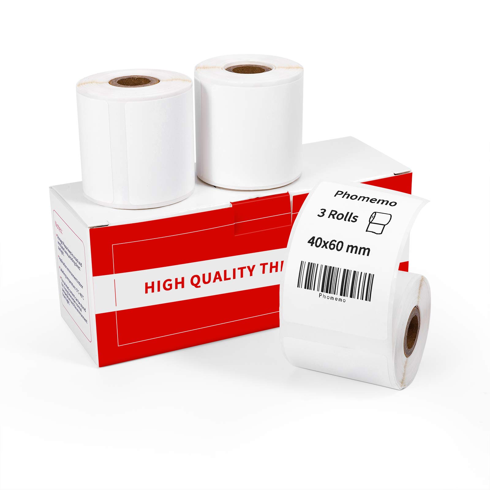 Phomemo Labels- 3 Rolls M110/M220/M221/M120/M200 Thermal Label Paper, 1.57'' x 2.36'' (40x60mm)- M110 Label Multipurpose Square Self-Adhesive Paper,