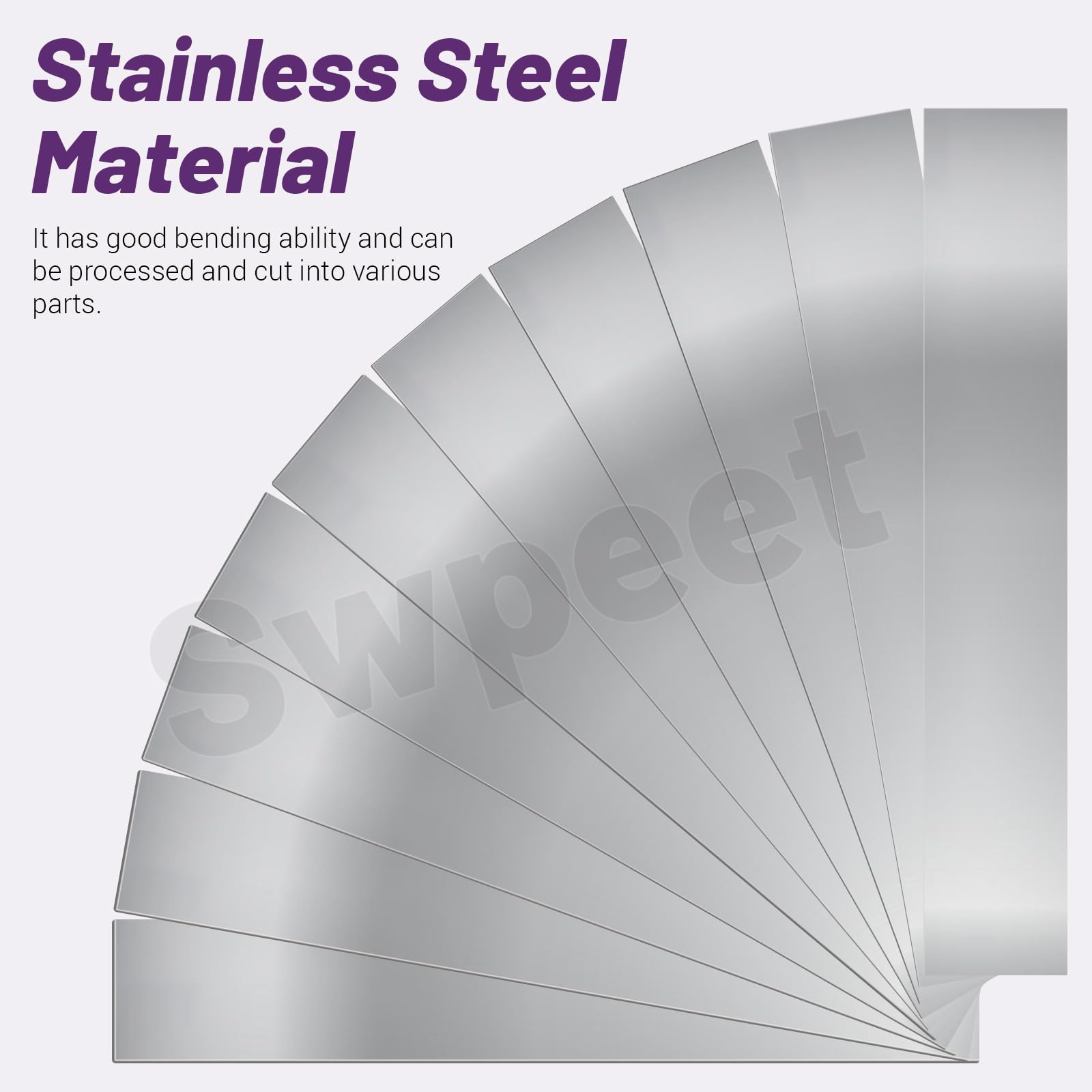 Swpeet Kit 10 spessori acciaio inossidabile 304 2,5 cm x 15,2 cm x 0,0 cm strisce metallo