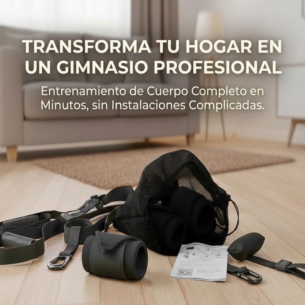 Cinghie da allenamento in sospensione, set con ancoraggio regolabile, fitness a casa, adatto per viaggi e allenamento in interni ed esterni, include polsiere per un maggiore sostegno.