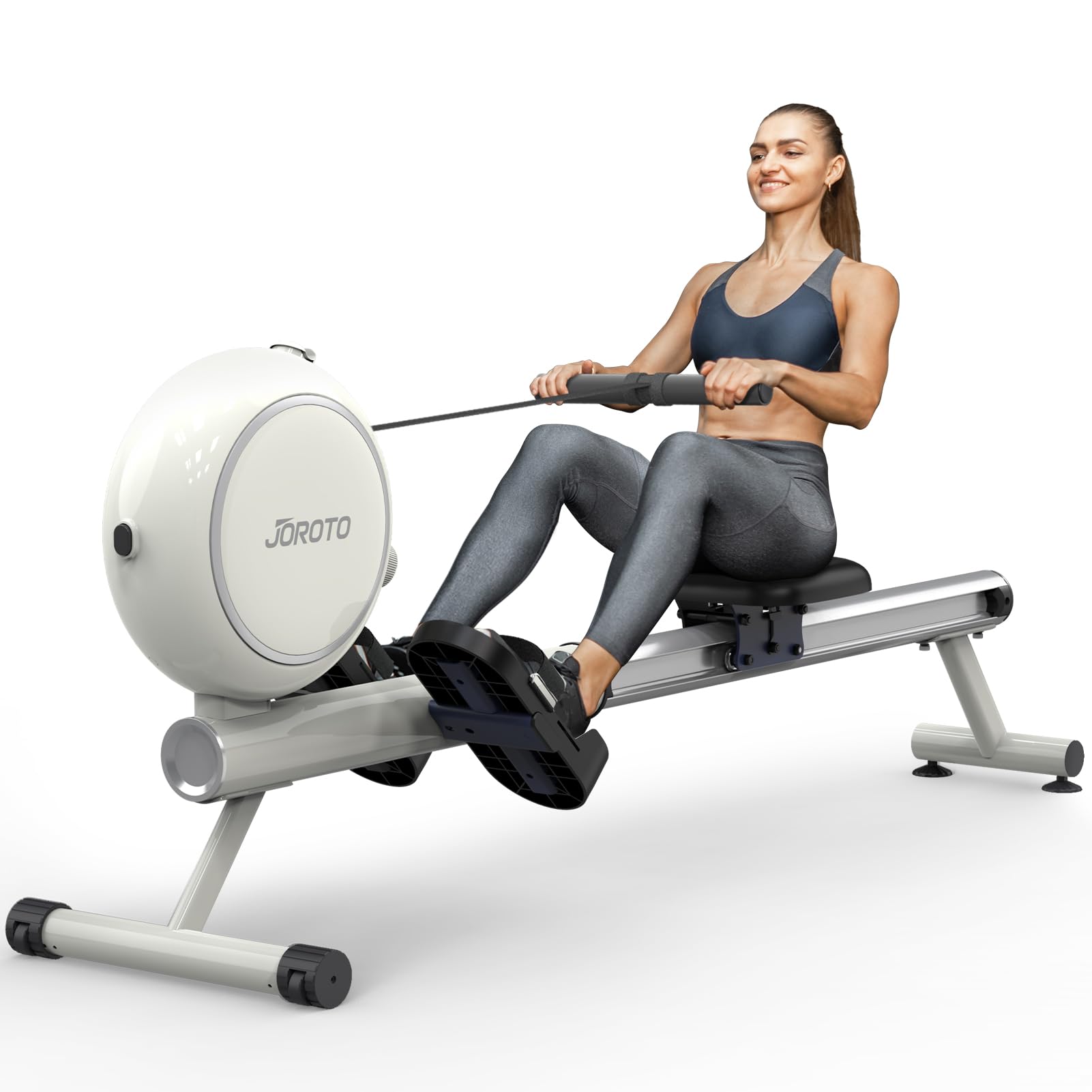 JOROTO Maquina de Remo para Casa, Resistencia Magnética, Riel Retráctil de Aluminio, Capacidad Máxima 140 KG con Función Bluetooth, Remo Fitness Silenciosa para Uso Doméstico