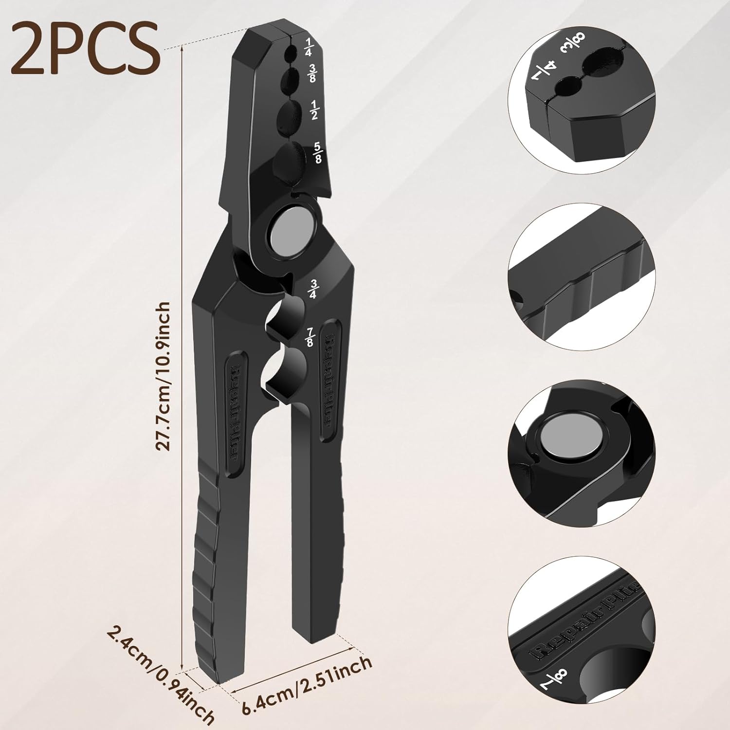 2Pcs Manual Copper Tube Rounder, Metal Pipe Rounding Plier, Manual Tube Rounding Plier with 6 Hole Design Multifunctional Flat Tube Repair Pliers, Sturdy, for Diameter 1/4" 3/8" 1/2" 5/8" 3/4" 7/8"