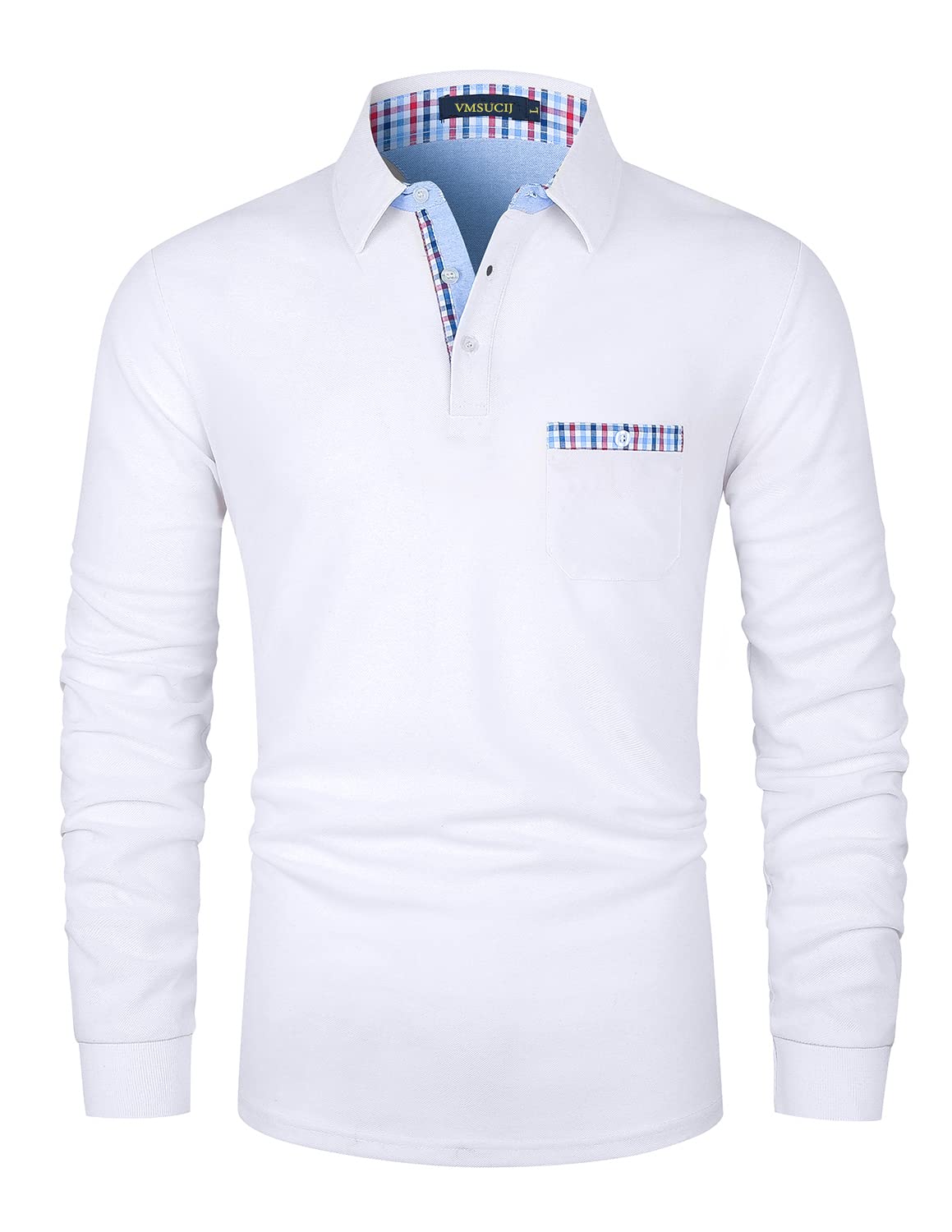 VMSUCIJ Herren Poloshirt Langarm Baumwolle Outdoor Casual Polo Tops Regular Golf T-Shirts