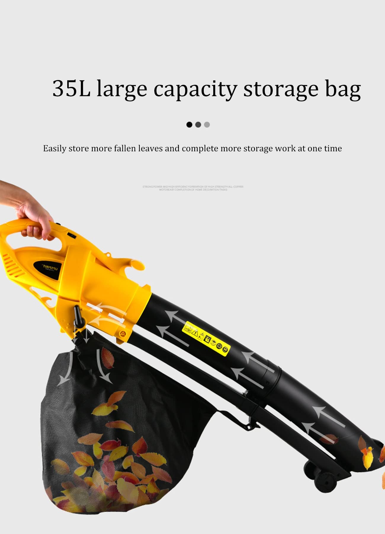 Soplador de jardín, soplador de Aire eléctrico de Mano para jardín, Bolsa recolectora de Hojas de 35 l, recolector de Hojas de 3000 w, Aspirador de Hojas