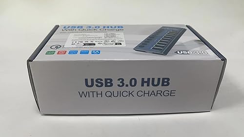 Miniatura 8 de WLXKJY Hub USB 3.0 alimentado por aluminio, divisor de concentrador USB de 10 puertos (7 puertos de transmisión de datos USB 3.0 + 2 puertos de