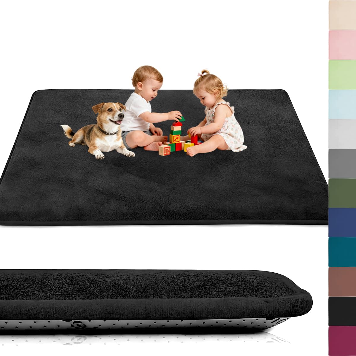 Voxirum Coral Velvet Rug for Children, Crawling Rug Baby, 0.78in Thick Memory Foam Rug, Extra Soft Activity Floor Mat, Non Slip Crawling Mat for Toddlers, Infants, Kids, Yoga Mat, 40 x 100 cm โ image 1