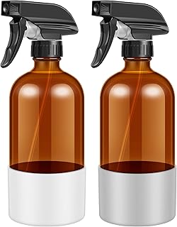 Fanomini Glass Spray Bottle 500ML Amber Glass Sprayer Refillable Empty Glass Amber Spray Bottles with Silicone Sleeve Protection Multifunctional Sprayer Container for Cleaning Solution Essential Oils