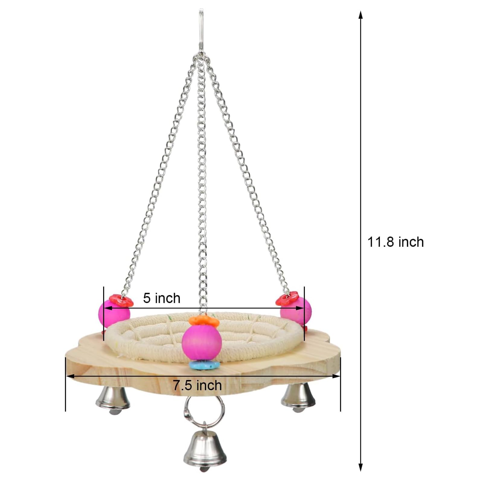 Boutihao Parrot BirdNest, Cotton Bird House BirdNest, BirdParrot Toy, Hand Woven Nest Bed Swing with 3 Metal Bells - Image 2