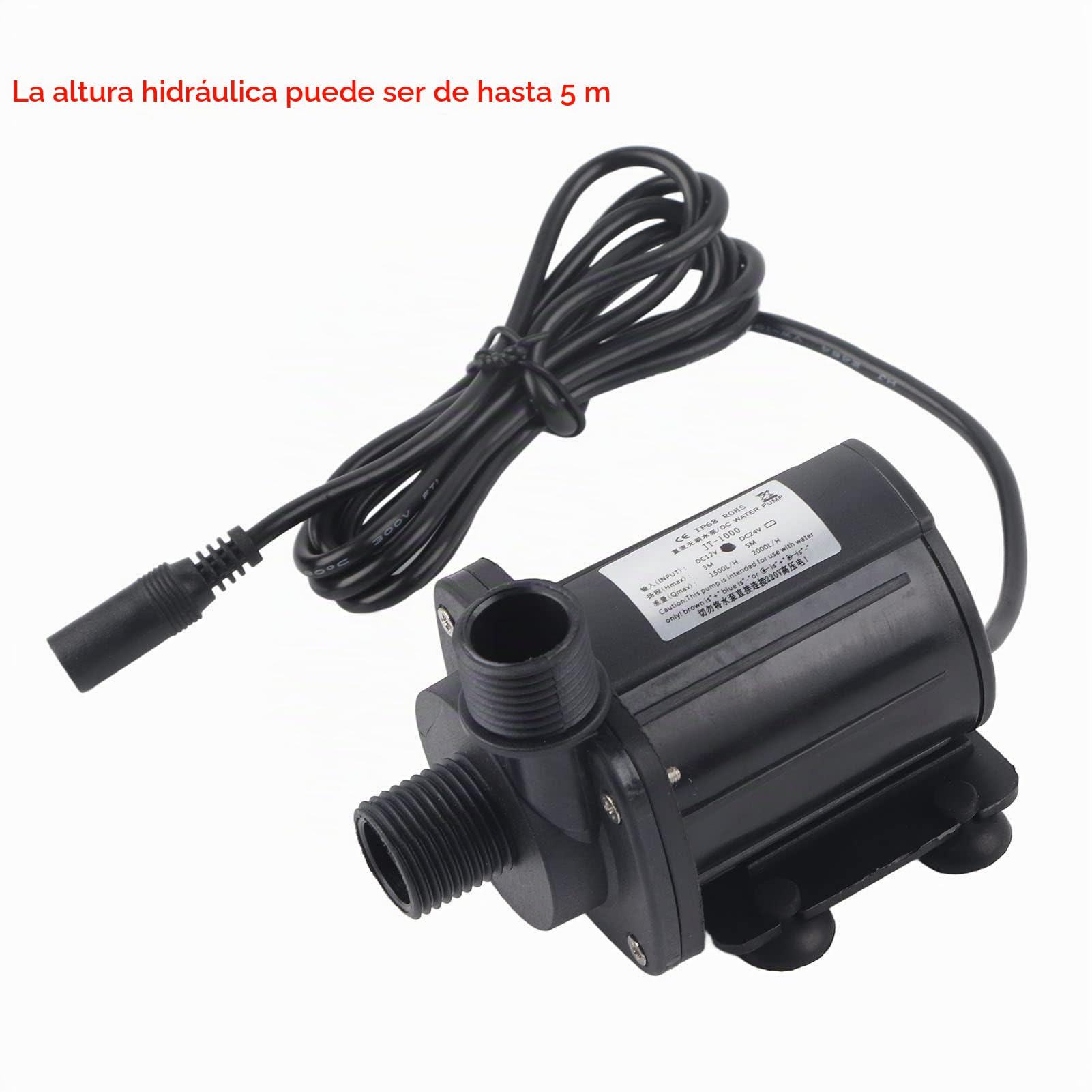 Bomba de Agua Sumergible 12V CC 5M Bomba de Cabeza Sin Escobillas y Bajo Ruido para Acuario Estanque Pecera Circulación Calefacción -40℃ a 100℃