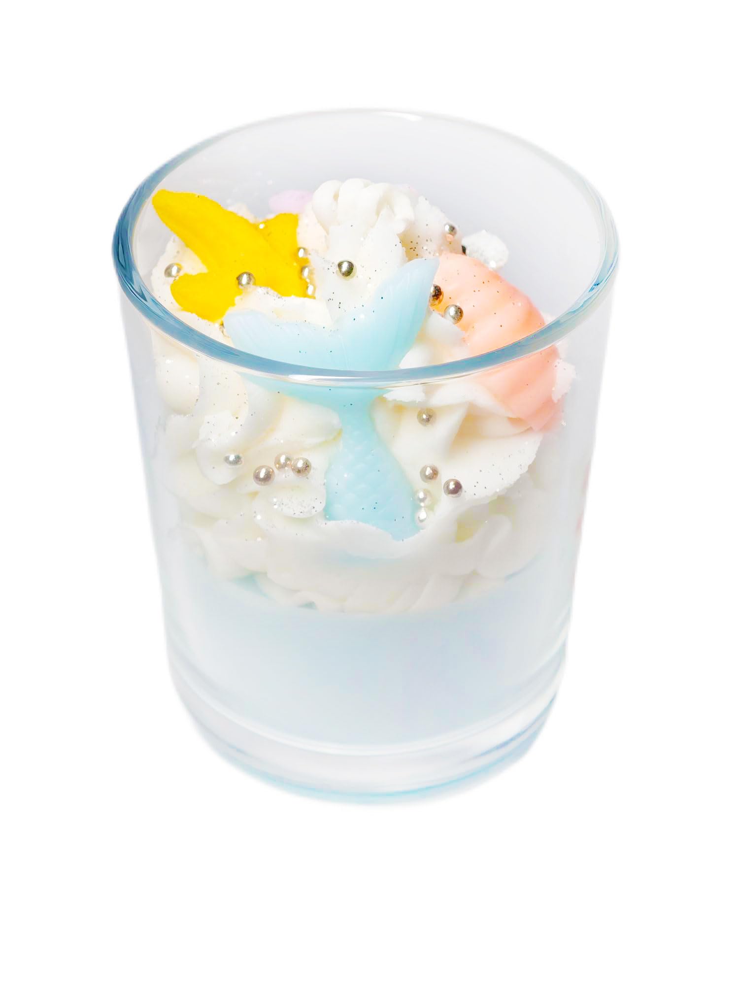 Pandachilla Aroma Candle Soy Wax Cute Decoration Handmade Dessert Cream Flavor Soft Smell Burn time 40h (Mermaid Tail)
