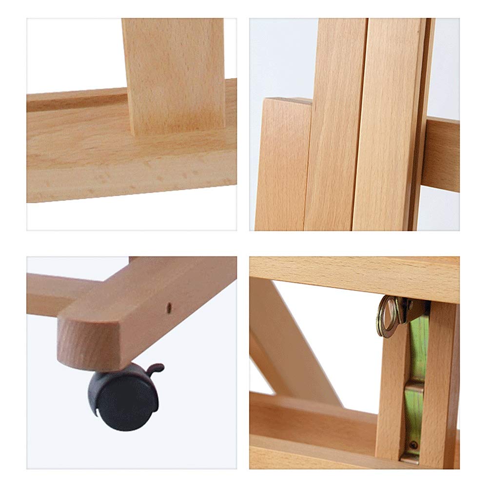 Caballete de Estudio Profesional de Madera con 4 Ruedas móviles (Color: C) (C)