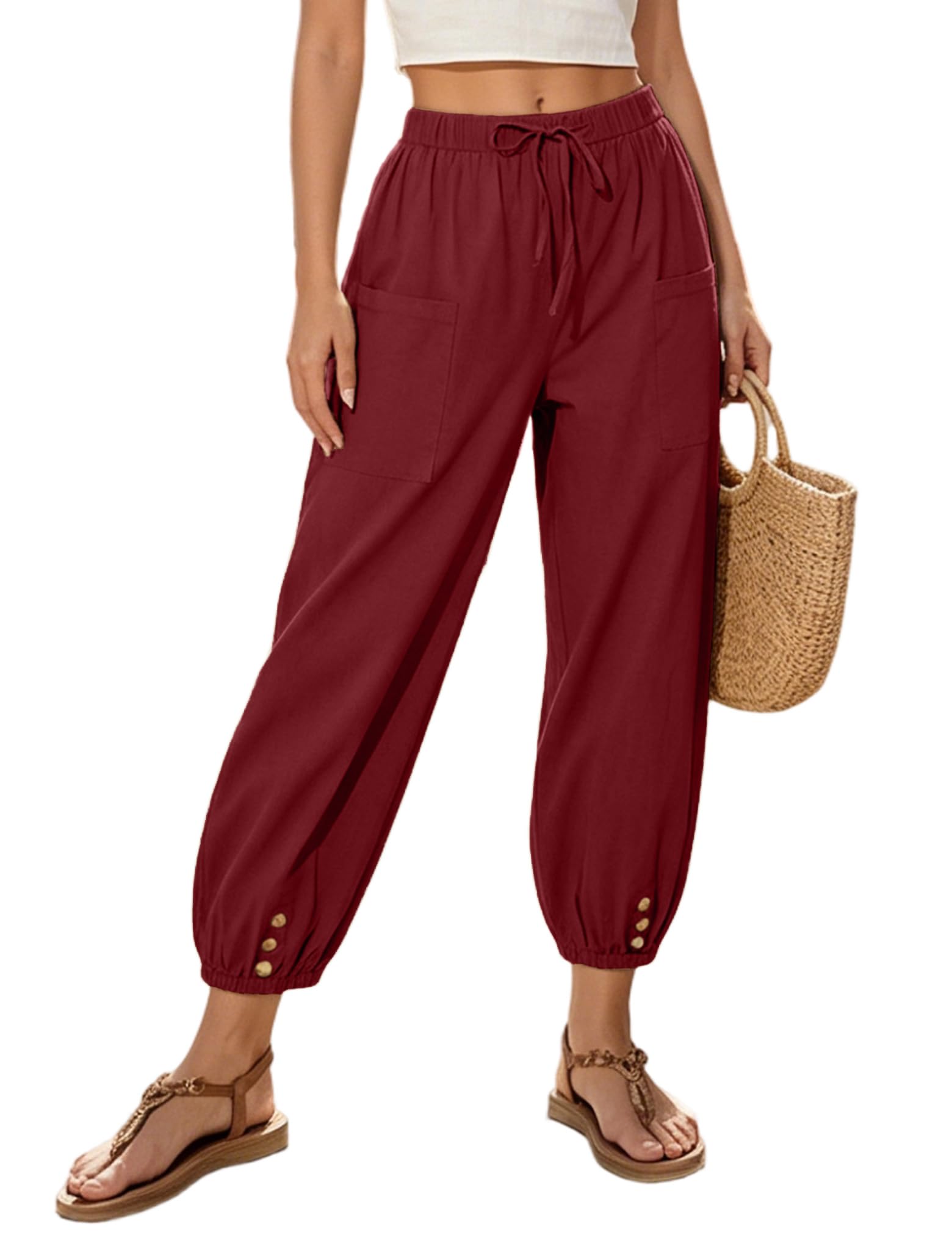 Photo 1 of 3xl-WROLEM Women's Wide Leg Capri Pants