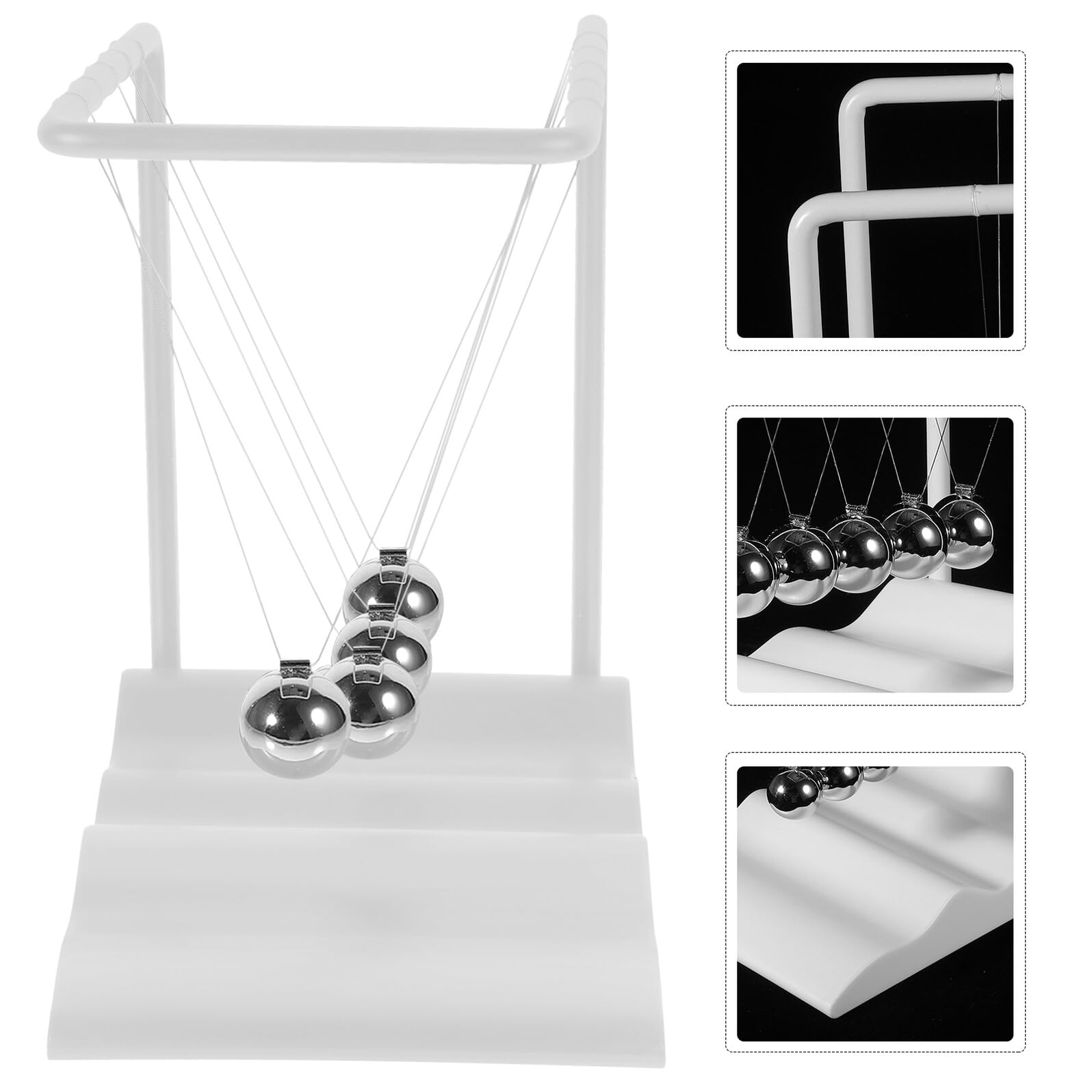 Ornement de Boules de Pendule Newton Blanches en Fer et PP