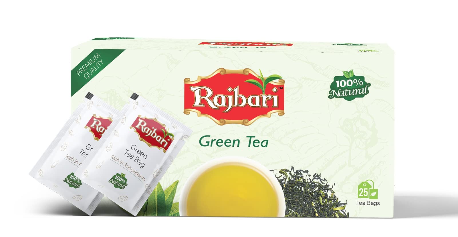 Rajbari Green Tea | 100% Pure & Natural | Immunity Booster & Weight Reducer | Rich in Antioxidants | Tea Bags | 100 Pc