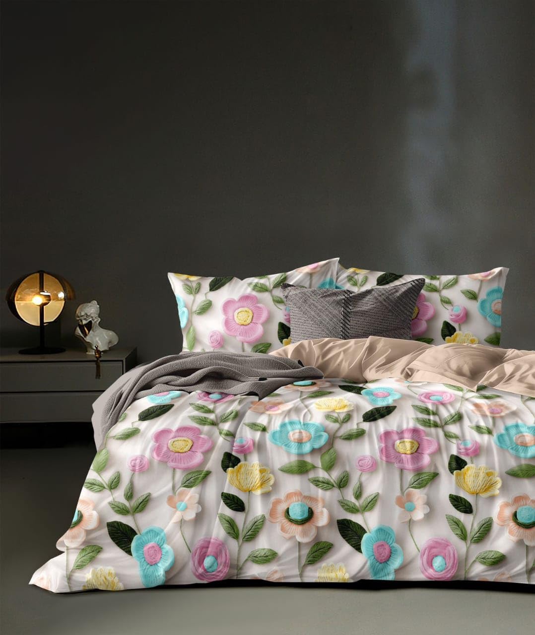 400 Tc 7d Glace Cotton Super King Size Duvet Cover II Razai Cover II Quilt Cover II Dohar for Double Bed with Zipper Closure (108x108 Inch, Floral Multicolor)-picture-39
