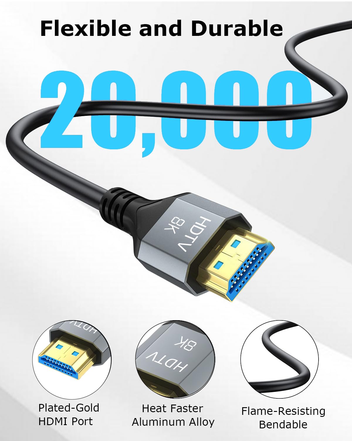 Cavo HDMI 2.1 da 0,9 m, confezione da 10 pezzi, cavo HDMI schermato 8K, 0,9 m, 48 Gbps, 8K a 60 Hz, 4K a 120 Hz/165 Hz, HDCP 2.2 e 2.3, HDR 10 per ARC, eARC, TV, PC, PS4 PS5 Switch KVM Splitter Sound