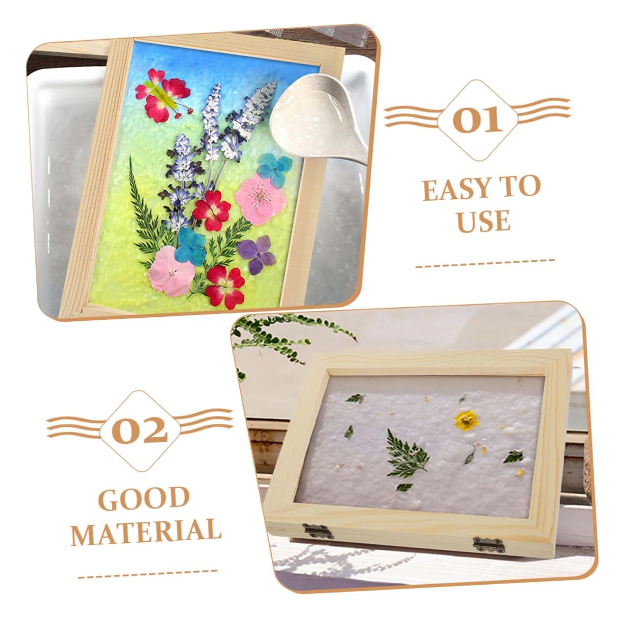 CIMAXIC DIY Craft Screen Mold Paper Making Screen 2pcs Paper Making Frame Handmade Paper Mesh Frame Easy to Use and Store