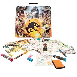 Innovative Designs Jurassic World Deluxe Activity Set for Kids with Carrying Tin, Coloring Sheets, Stickers, & Art Supplies, 500+ Pieces