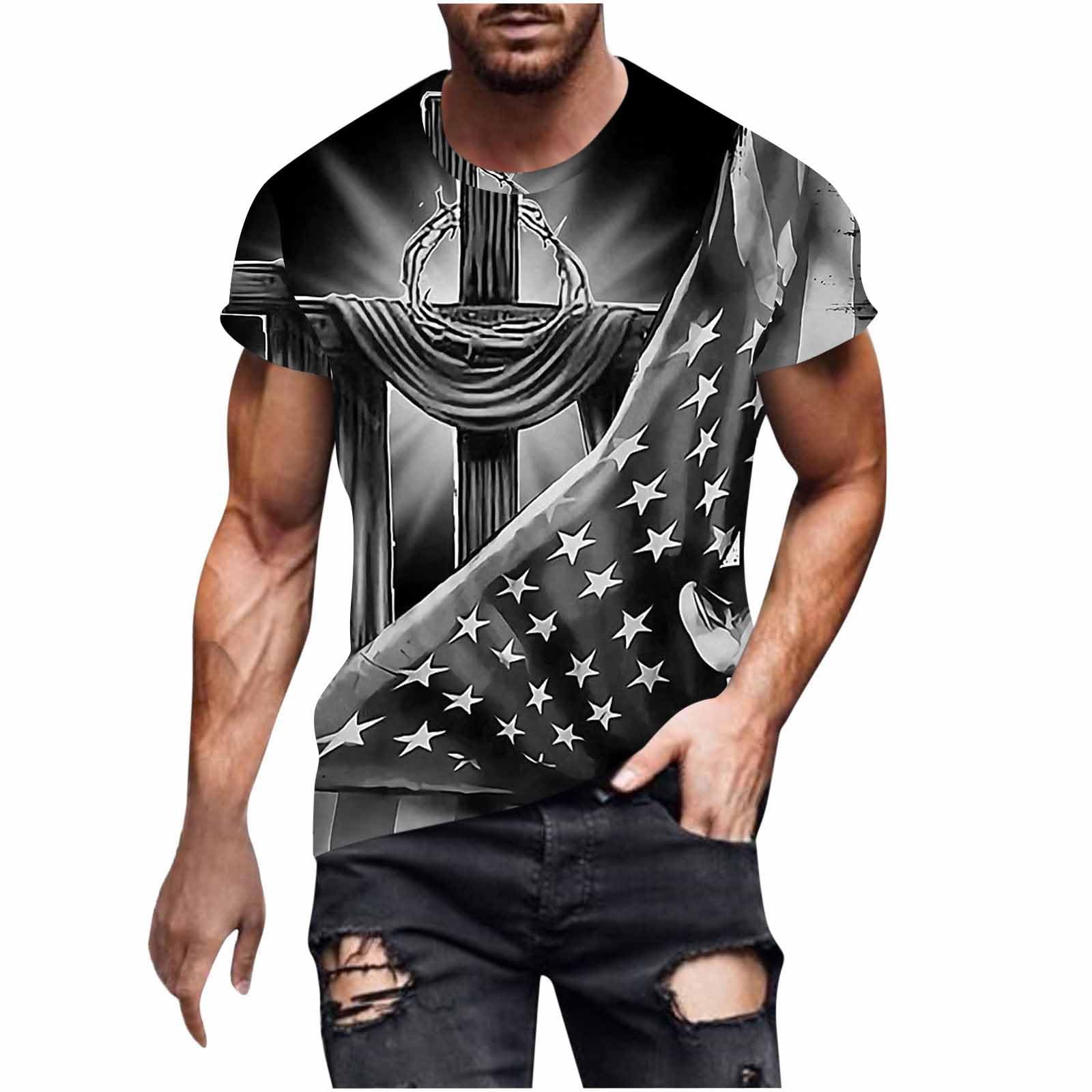 ZEZKT Manga Corta para Hombre Cuello Redondo Camisetas Blusa para Hombres Estampado Diseño Diario Casuales Camiseta Suave Camisa de Verano Pack Polos Hombre Manga Corta Suelto T-Shirt