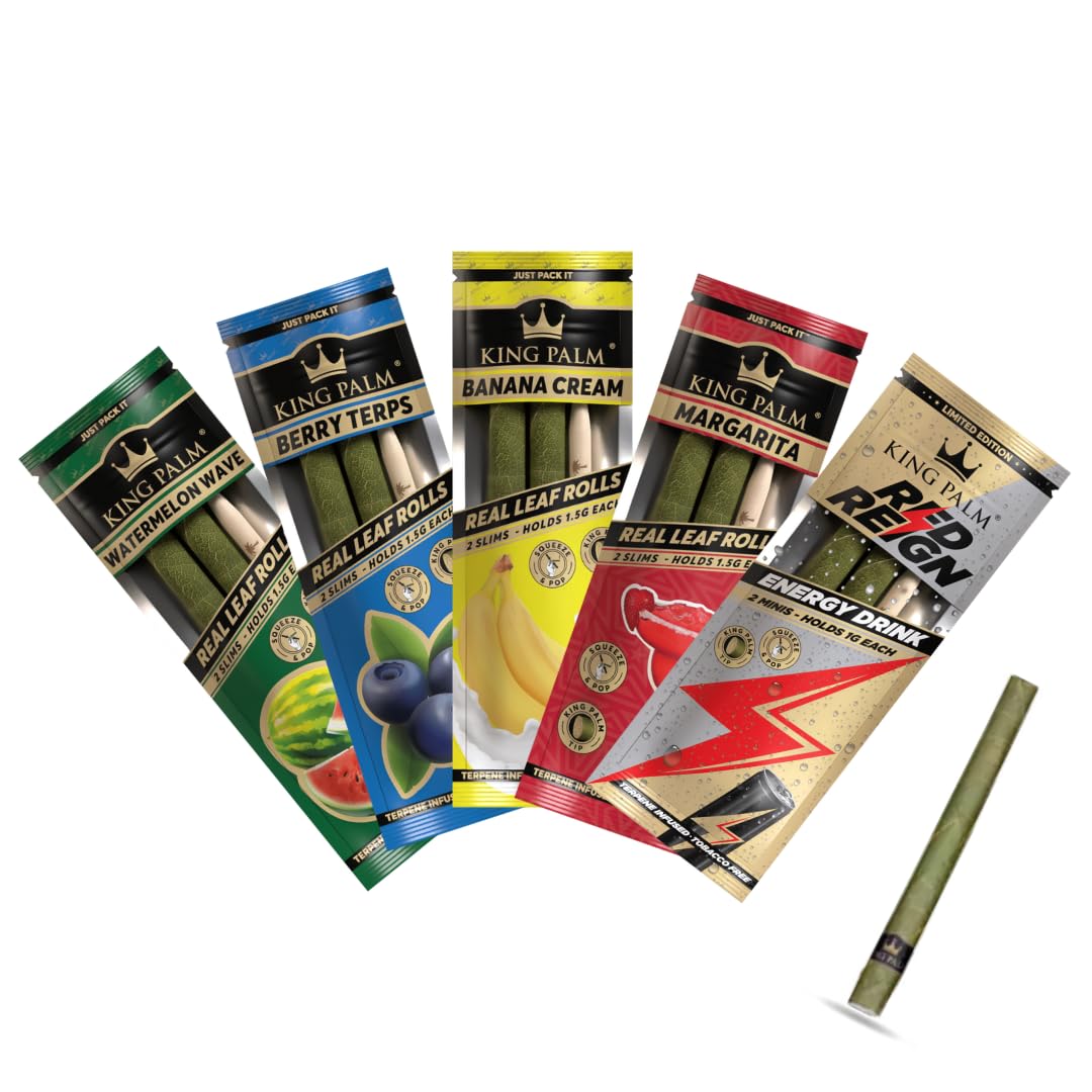 King Palm | 10 Roll Bundle | Leaf Pre Rolls | Strawberry - Red Reign - Banana Cream - Blueberry - Watermelon