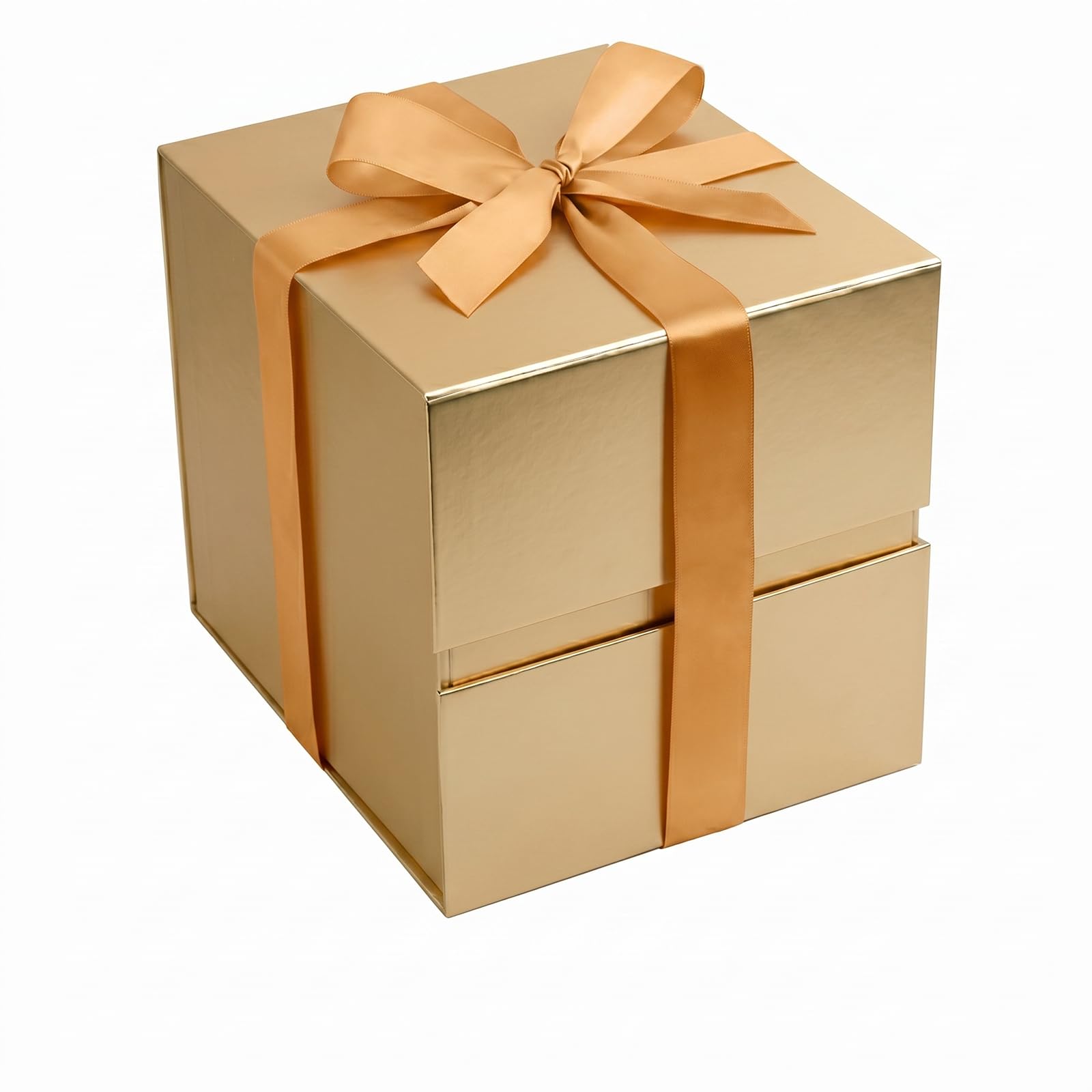 LIFELUM Gold Gift Box for Birthday with Magnetic Lid, 7"x7"x7"