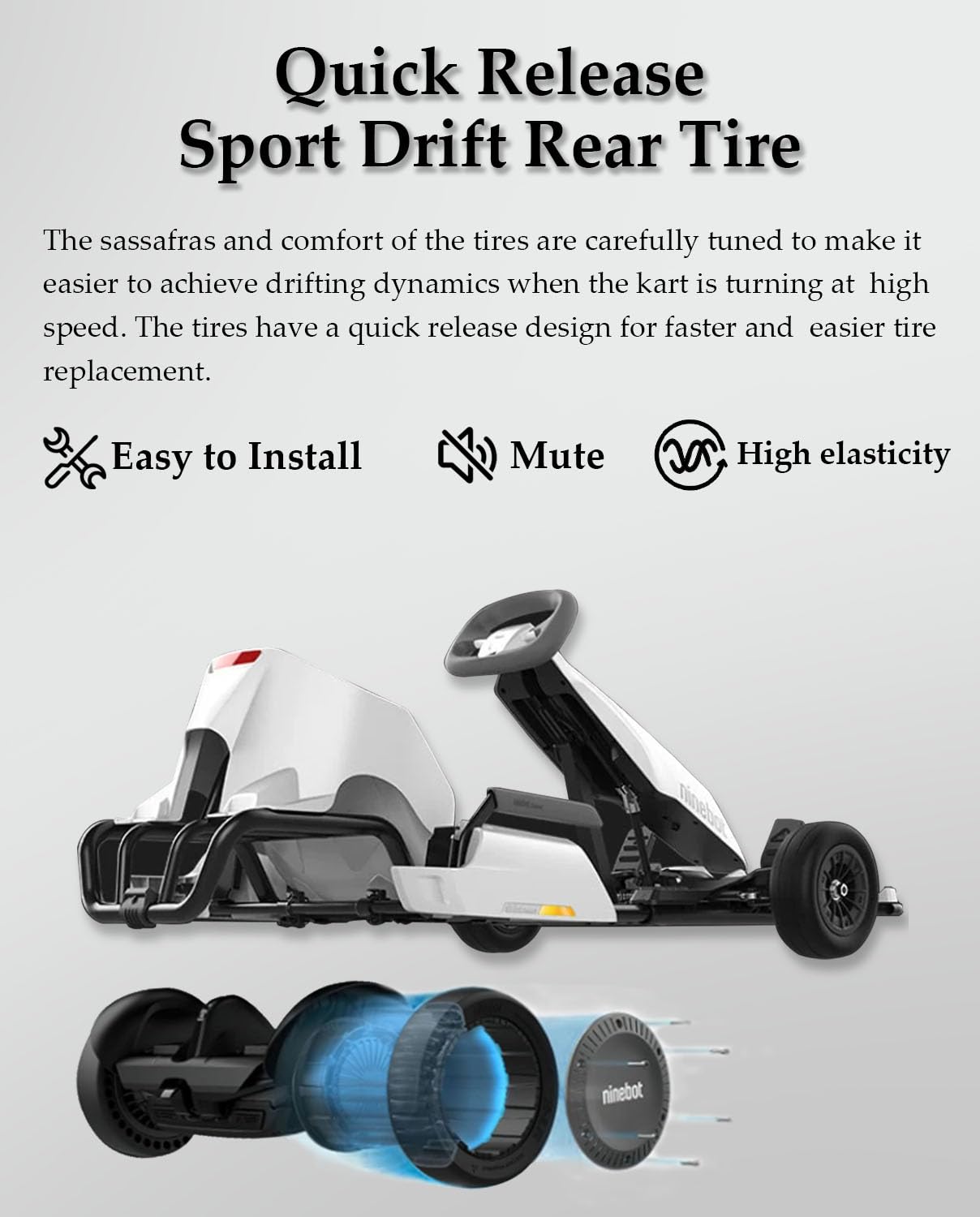 Pneumatico Drift 10 x 2.75 adatto per Ninebot by Segway S MAX/Gokart PRO/Gokart Kit (con Ninebot S Max), Go Kart Kit Refit Parts 10-2,75 Pneumatici posteriori per Gokart elettrico