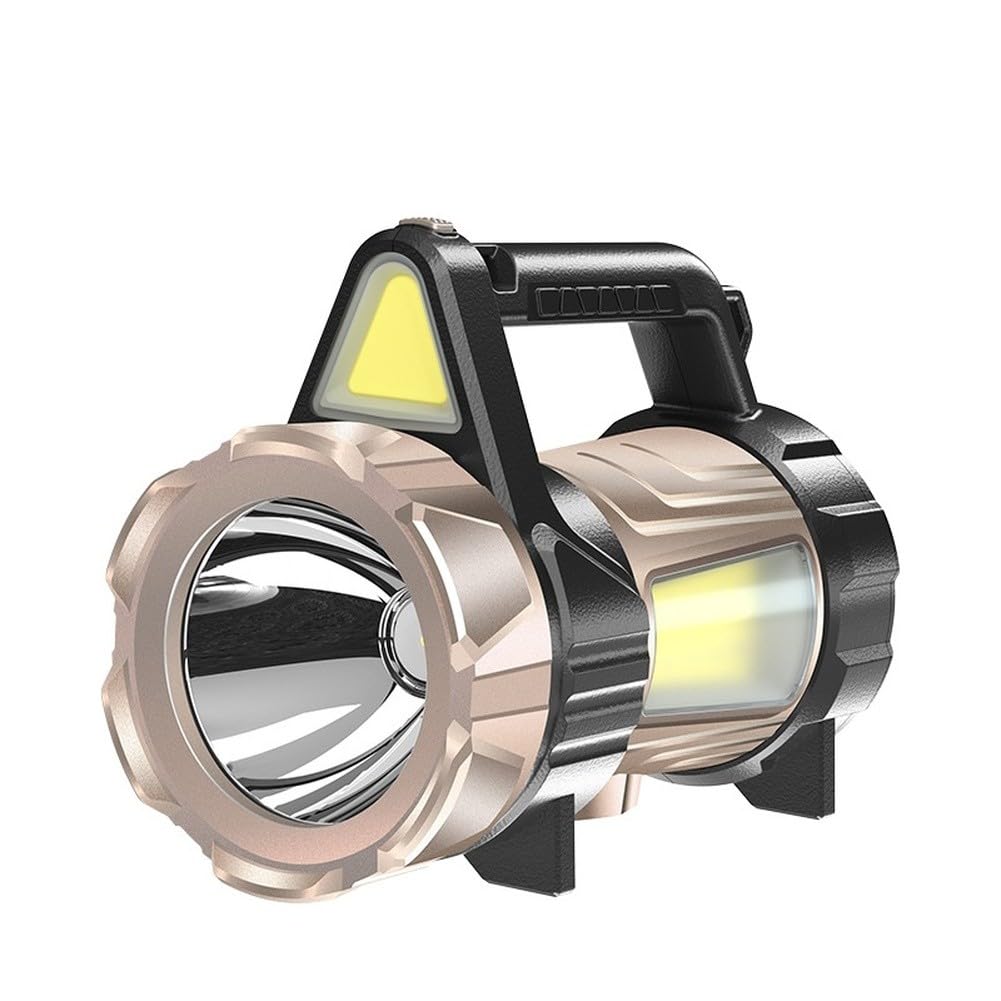 ReachMall Linterna LED de alta potencia con manivela de carga USB de 3500 lúmenes, banco de energía SOS para acampar al aire libre, respaldo para iluminación