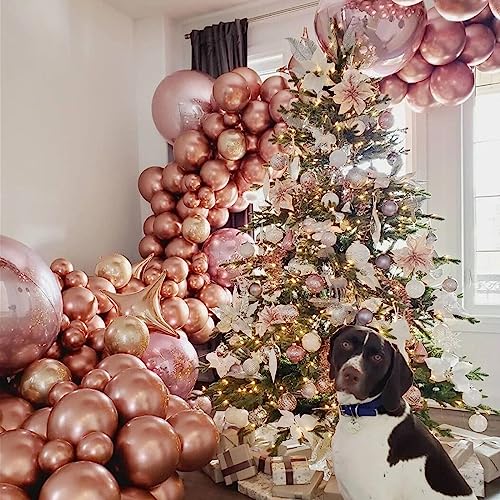 Image of 412pcs Metallic Rose Gold Balloon Garland Arch Kit 18 12 10 5 Inch Different Sizes Latex Chrome Balloons for Baby Shower Birthday Graduation Wedding Anniversary Party Decoration