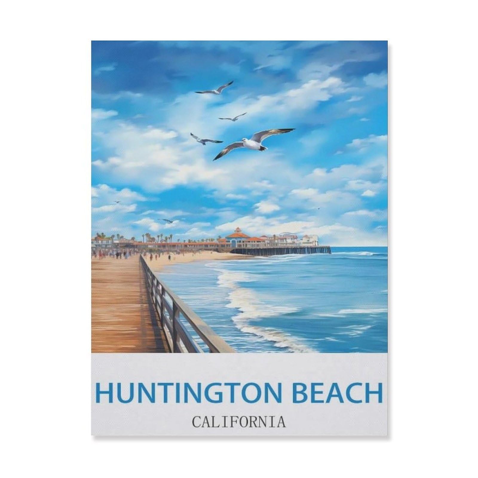 Huntington Beach California，Metal Tin Sign,For Farmhouse Home Bathroom Garage Cafe Office Kitchen Restaurant Man Cave Vintage Art Wall Decor Poster(15x30cm）6x12 inch-EF2