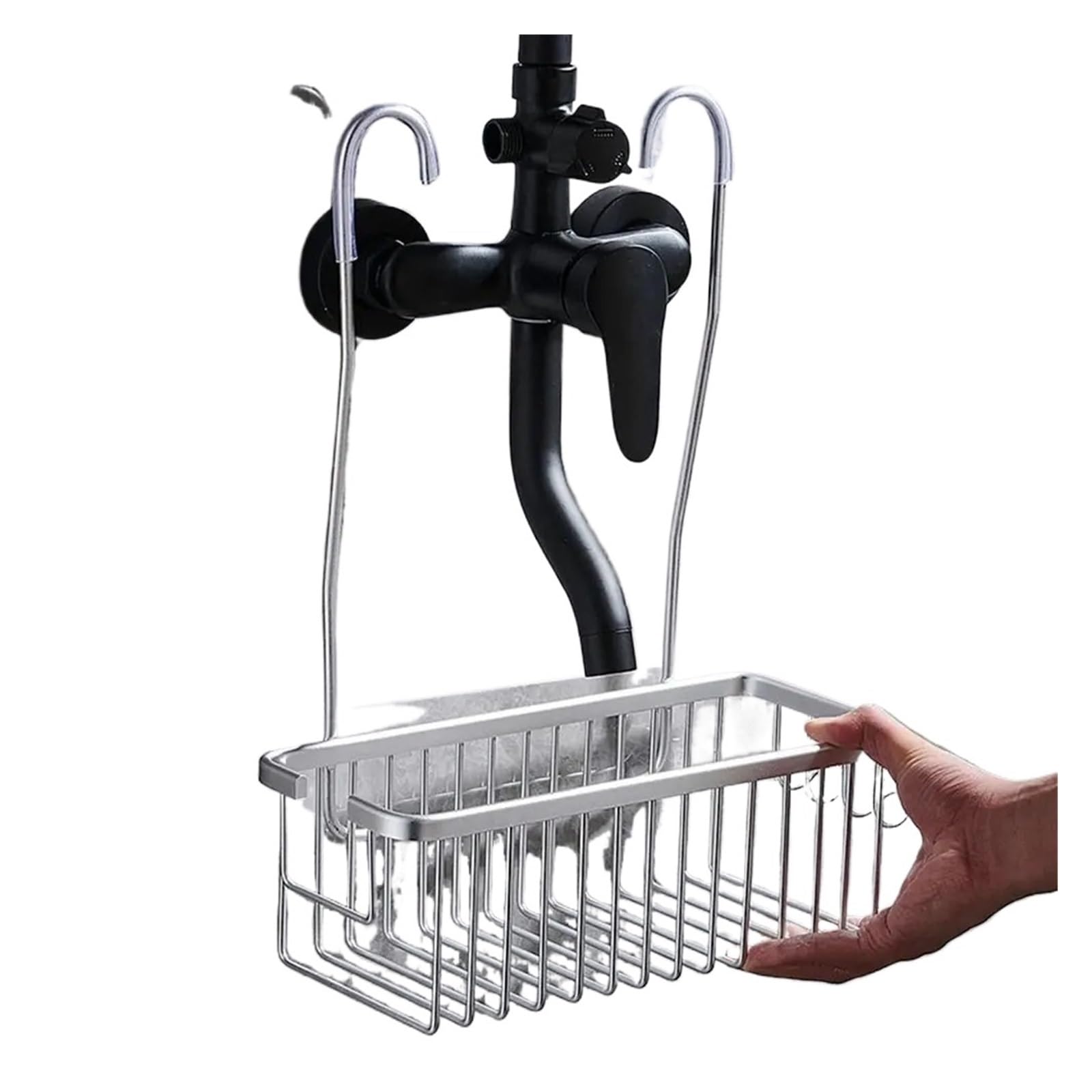 Panier de douche suspendu antirouille gris et serviteur étagère de rangement pour salle de bain