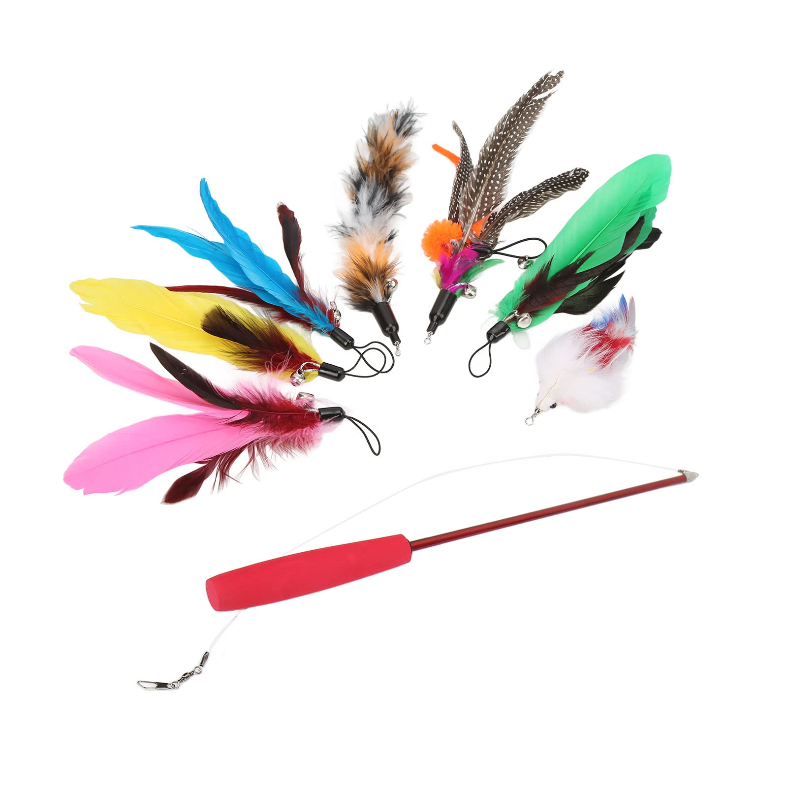 Baguette en Plumes de Chat, Jouet rétractable, 3 Sections, Jouet interactif en Plumes pour Chats et Chatons, 9 pièces