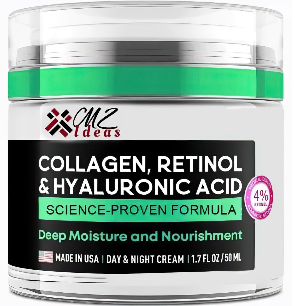 Collagen Retinol & Hyaluronic Acid Face Cream – Anti-Aging Wrinkle Repair Moisturizer for Face, Neck & Décolleté – Deep Hydration & Firming – Made in USA – 1.7 fl oz Collagen Retinol & Hyaluronic Acid Face Cream – Anti-Aging Wrinkle Repair Moisturizer for Face, Neck & Décolleté – Deep Hydration & Firming – Made in USA – 1.7 fl oz