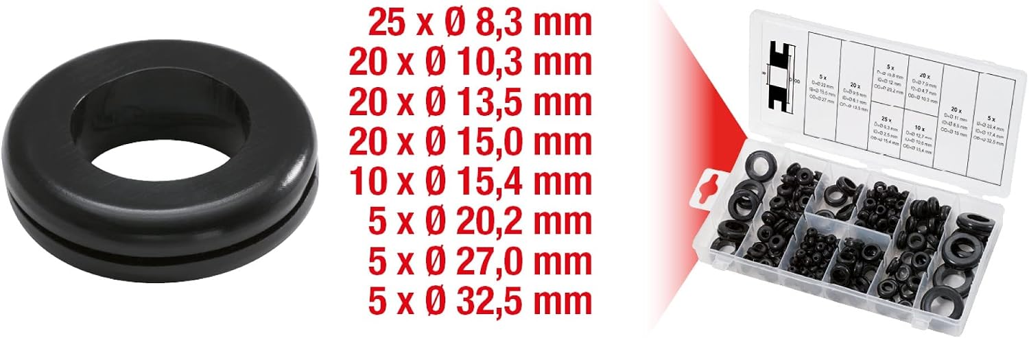 KS Tools 970.0050 Rubber Grommets Assortment, Clear - Image 3