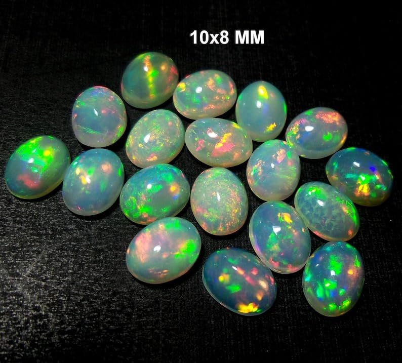 Natural AAAA Grade Multi Color Oval Shape Rainbow Fire Play Ethiopian Welo Loose Gemstone