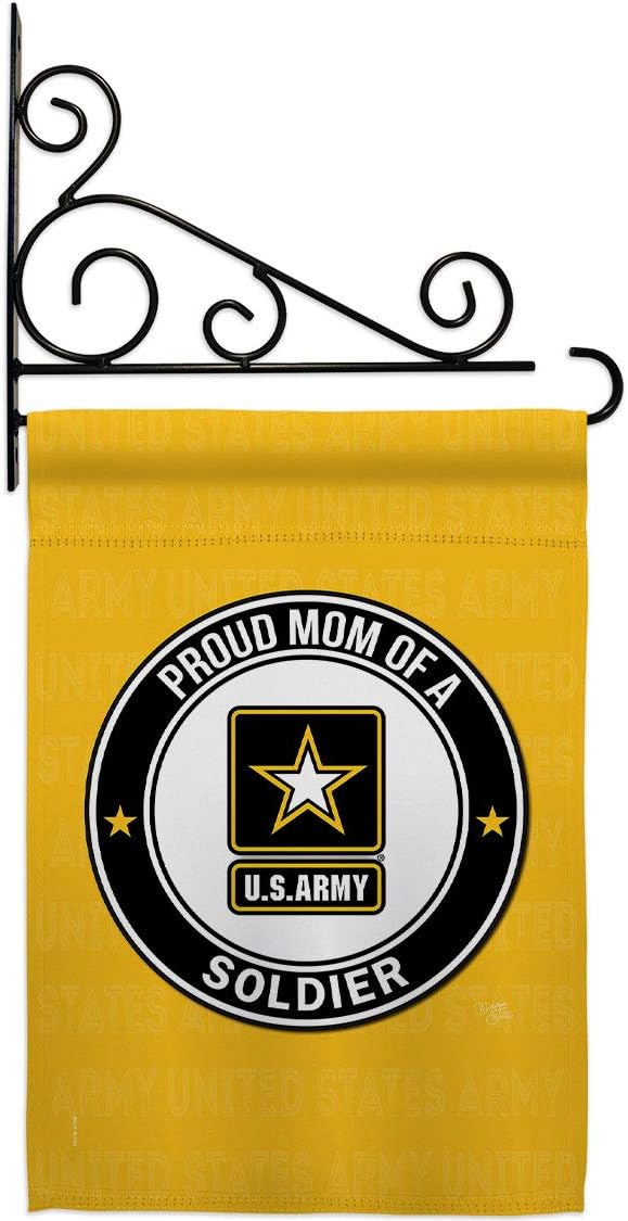 Proud Mom Soldier Garden Flag Set Wall Holder Armed Forces Army Rangers United State American Military Veteran Retire Official Small Gift Yard House Banner Double-Sided Made In USA 13 X 18.5