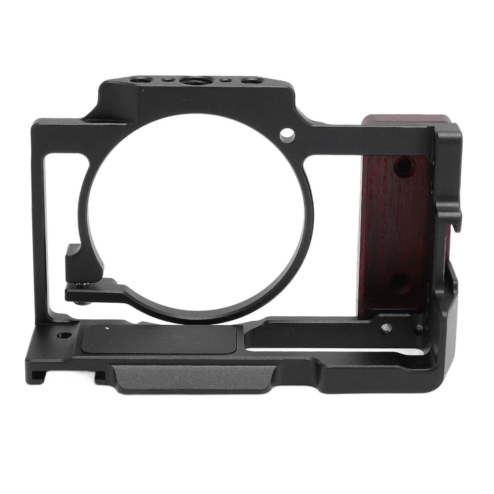 Ejoyous Jaula de Vídeo para Cámara, Orificios para Tornillos de 1/4 de Pulgada, Jaula Completa para Cámara, Recortes Precisos, Base Antideslizante con de Madera para Luz (Black)