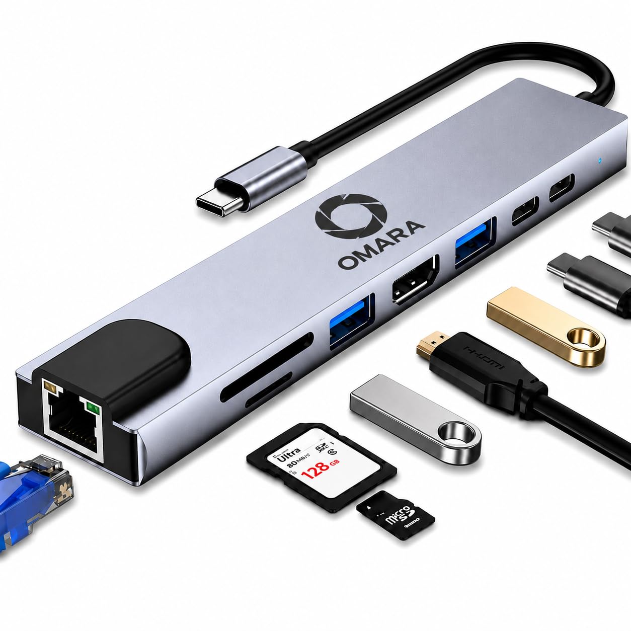 OMARA 8-in-1 USB-C Hub Docking Station, 4K HDMI, 87W PD Charging, USB 3.0, Ethernet Port, SD/MicroSD Card Reader, Type-C Multiport Adapter for MacBook, Laptop, iPad Pro-image-49