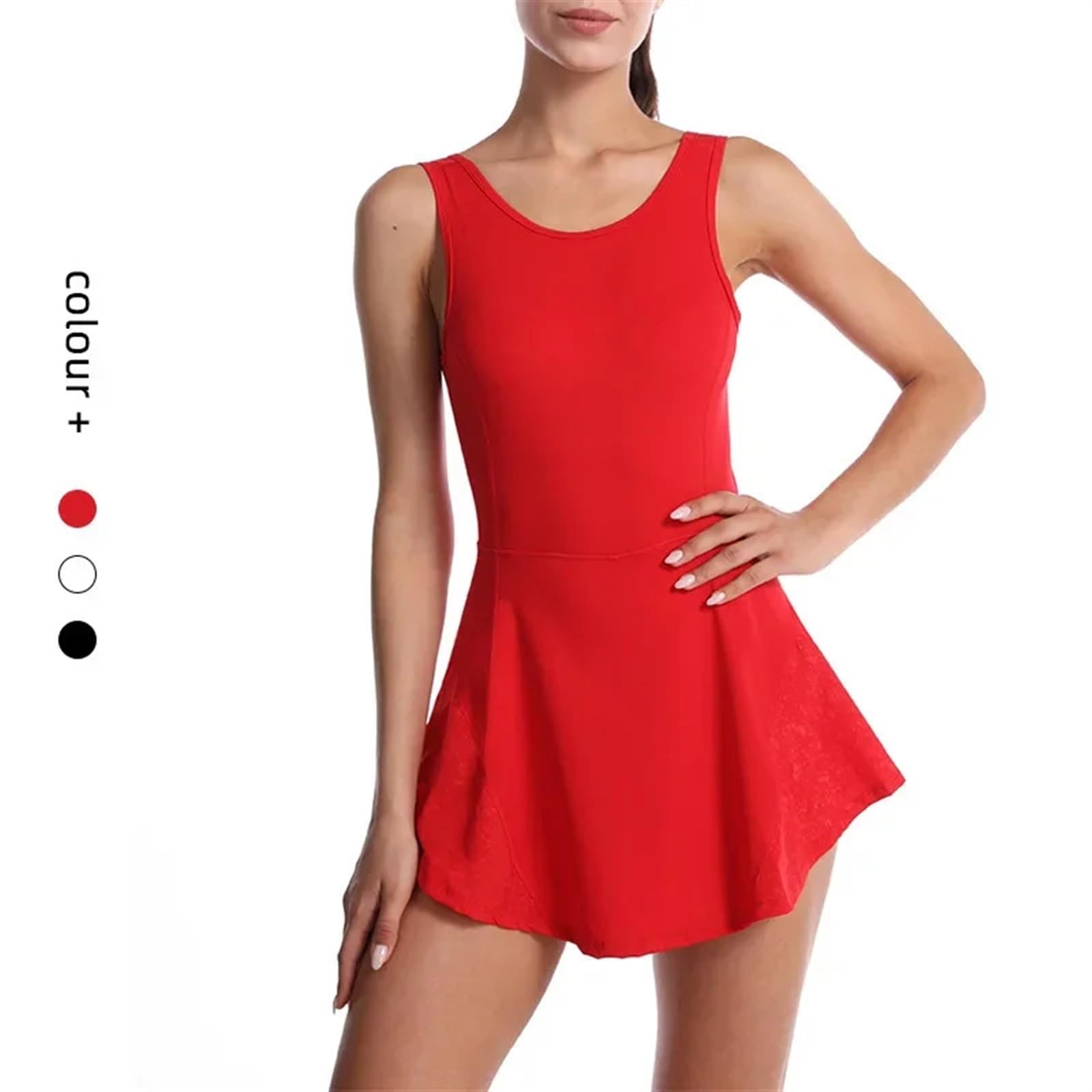 Tennisrock Sport Tenniskleid Fitness Anti-Leer-Fälschung Einteiliges Kleid U-förmig Schöner Rücken Tennisrock Sportkleid