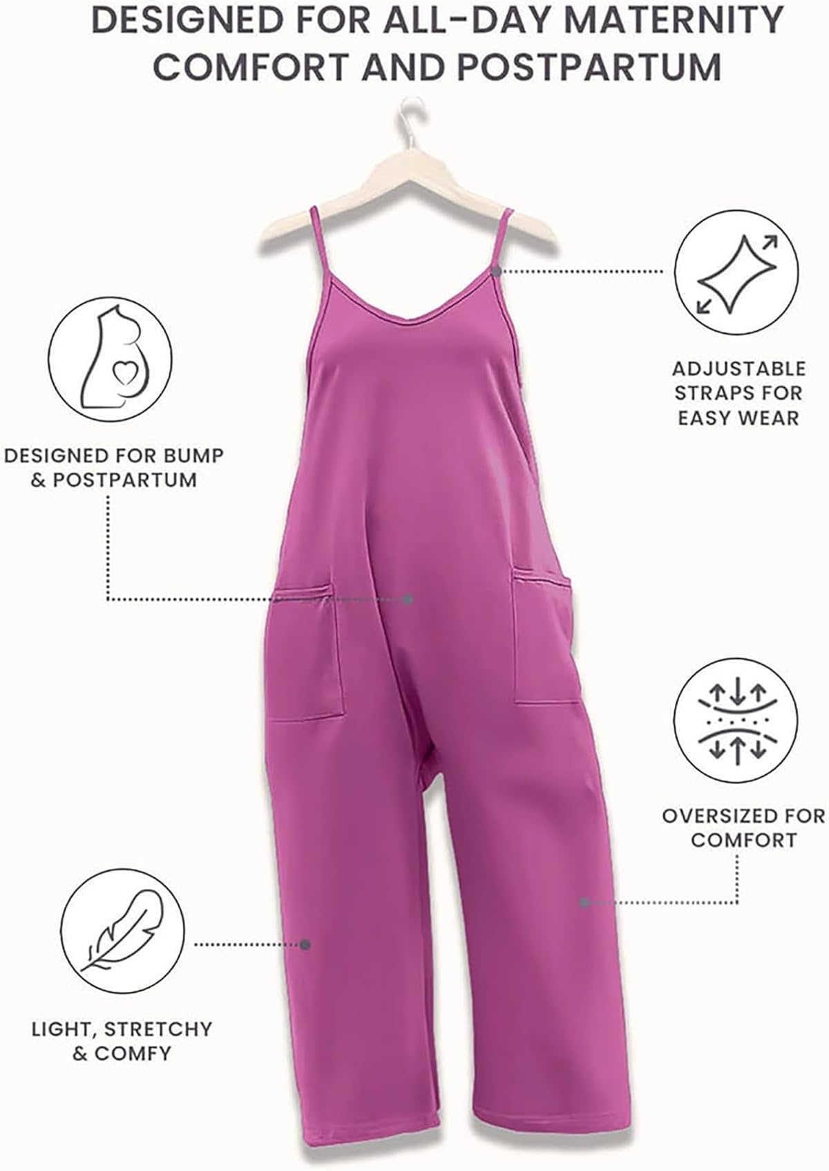 Lunetta Schwangerschafts-Jumpsuit, Lunetta Schwangerschafts-Overall, Oversize-Jumpsuits - Mutterschaft & Postpartum