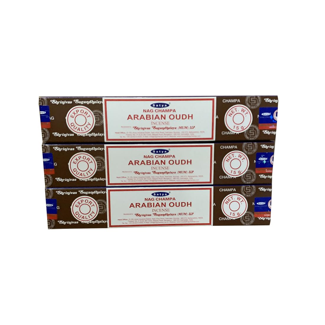 Satya Nag Champa + Arabian Oudh Räucherstäbchen - Floral & Woody Fusion für tiefe Entspannung (3 x 20 Stäbchen)