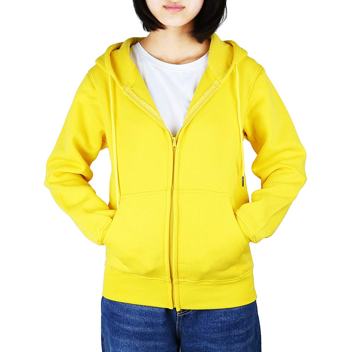 KYEYGWOFleece Hoodies Sweatshirts for Women and Men, Plain Long Sleeve Zip Up Hooded Sweaters with Pockets