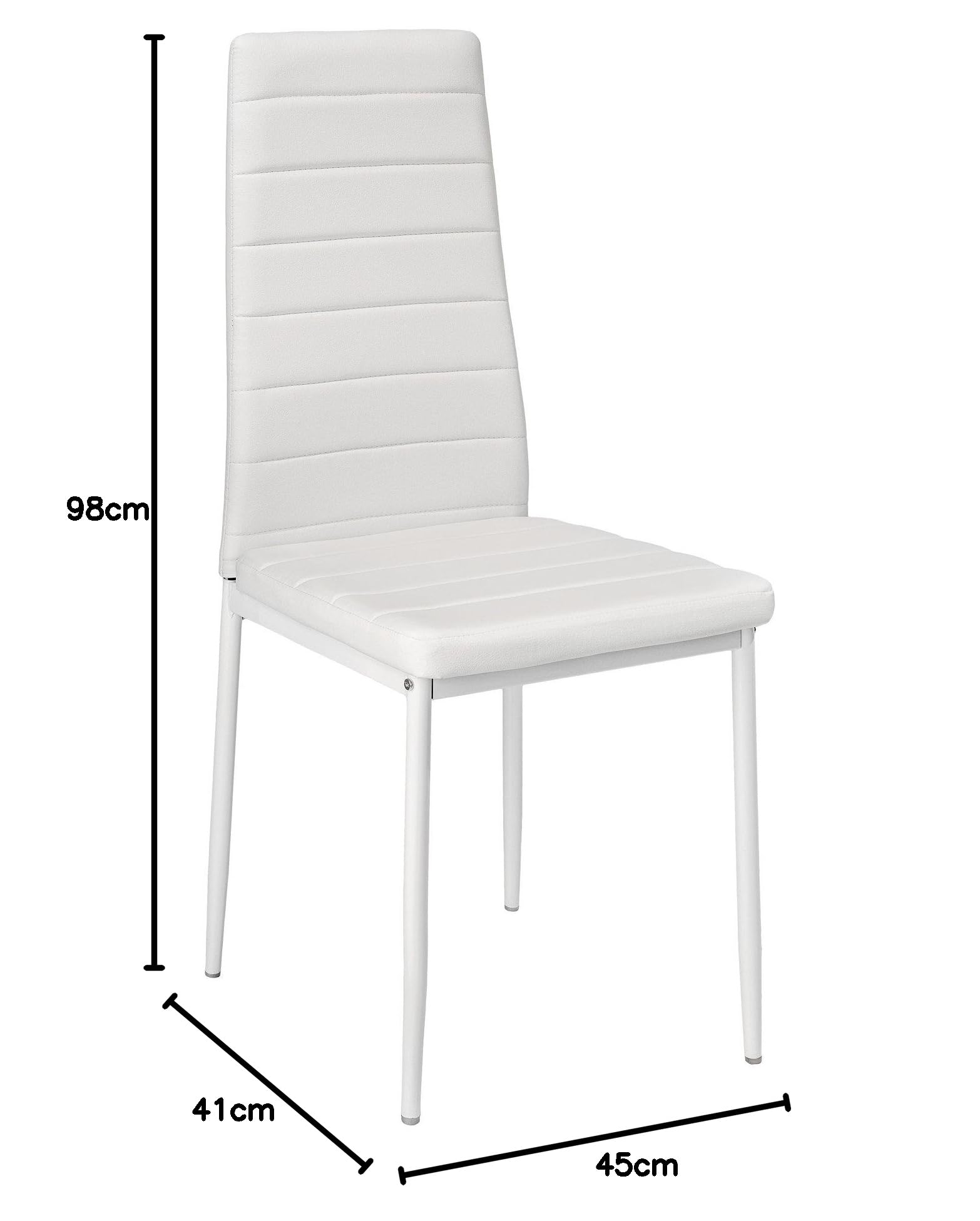 tectake® sillas de Comedor Acolchadas, Funda de Cuero sintético, Respaldo Alto, Patas de Acero, Montaje Sencillo, sillas Comedor Modernas, Muebles Salon Modernos, Silla nordica - 6 Sillas Blanco