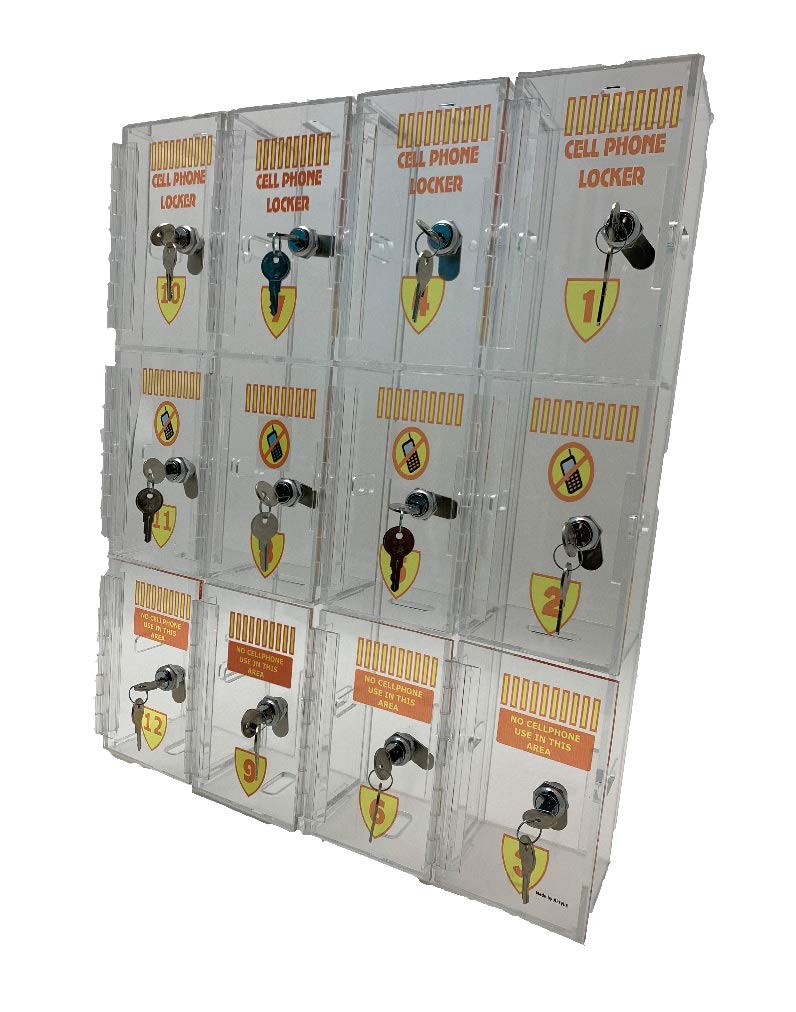 4 SET Clear Acrylic Cell Phone Locker/Cell Phone Storage/Wall Mount