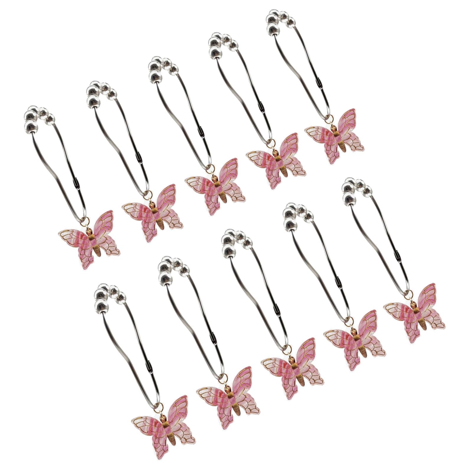 10Pcs Colorful Acrylic Butterfly Shower Curtain Rings Rusts Resistant Decorative Curtain Hooks for Bathroom Accessories Smooth Gliding Shower Hooks