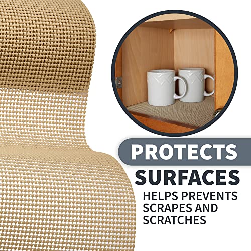 Sterline Drawer & Cabinet Shelf Liner - 12 In X 20 Ft - Cut To Size, Non Adhesive, Durable, Non Slip Mat With Easy Installation, Strong Grip For Kitchen, Shelves & Bathroom Storage Organization, Gold #TOP2