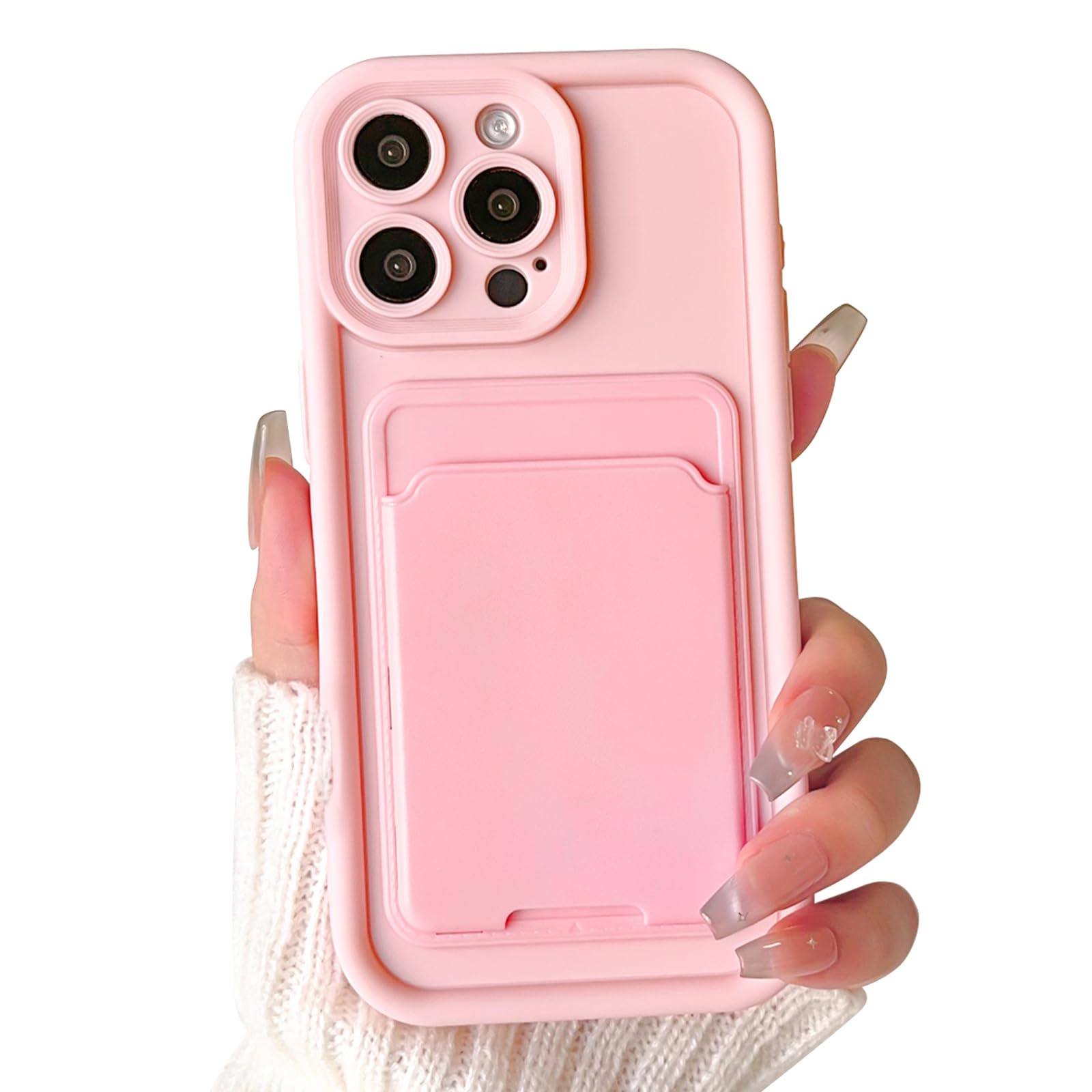 Lovmooful Compatible for iPhone 16 Pro Case Cute Color Card Holder Design for Girls Women Soft TPU More Shockproof Protective Girly for iPhone 16 Pro