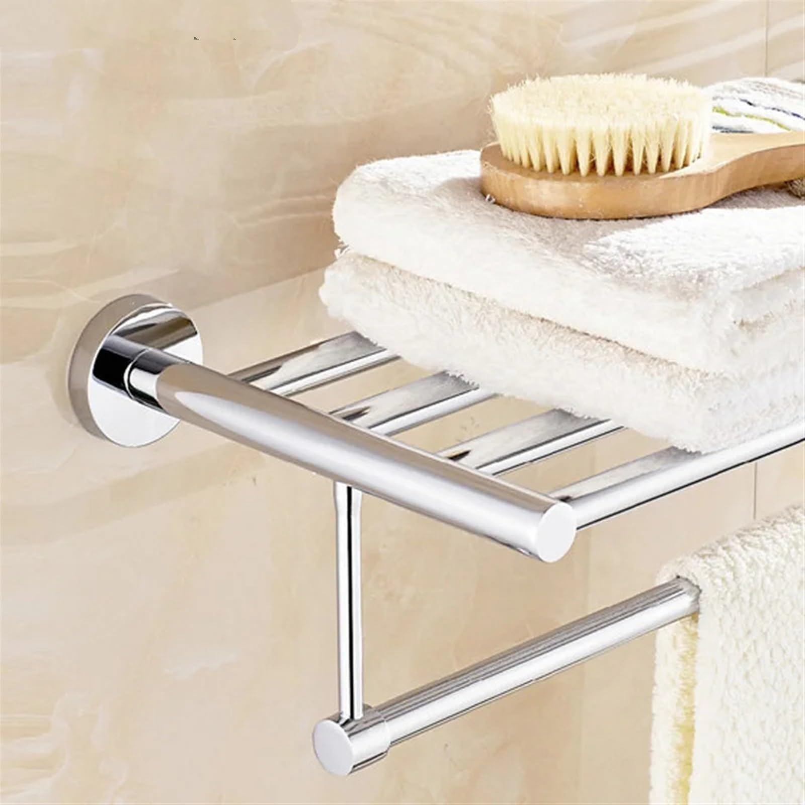 Toallero Wall Mounted Bathroom Towel Holder, Chrome Towel Rack,60cm Stainless Steel Towel Rack with Hooks para BañO Y Cocina(L is 50 cm)