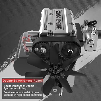 SEMTO Engine ST-NF2 Model Kit, Mini Inline Double-Cylinder Four-Stroke Air-Cooled IC Engine Model with Ignition Power Module,F-Type Electric Plug,Fuel Tank & Oil Pipe
