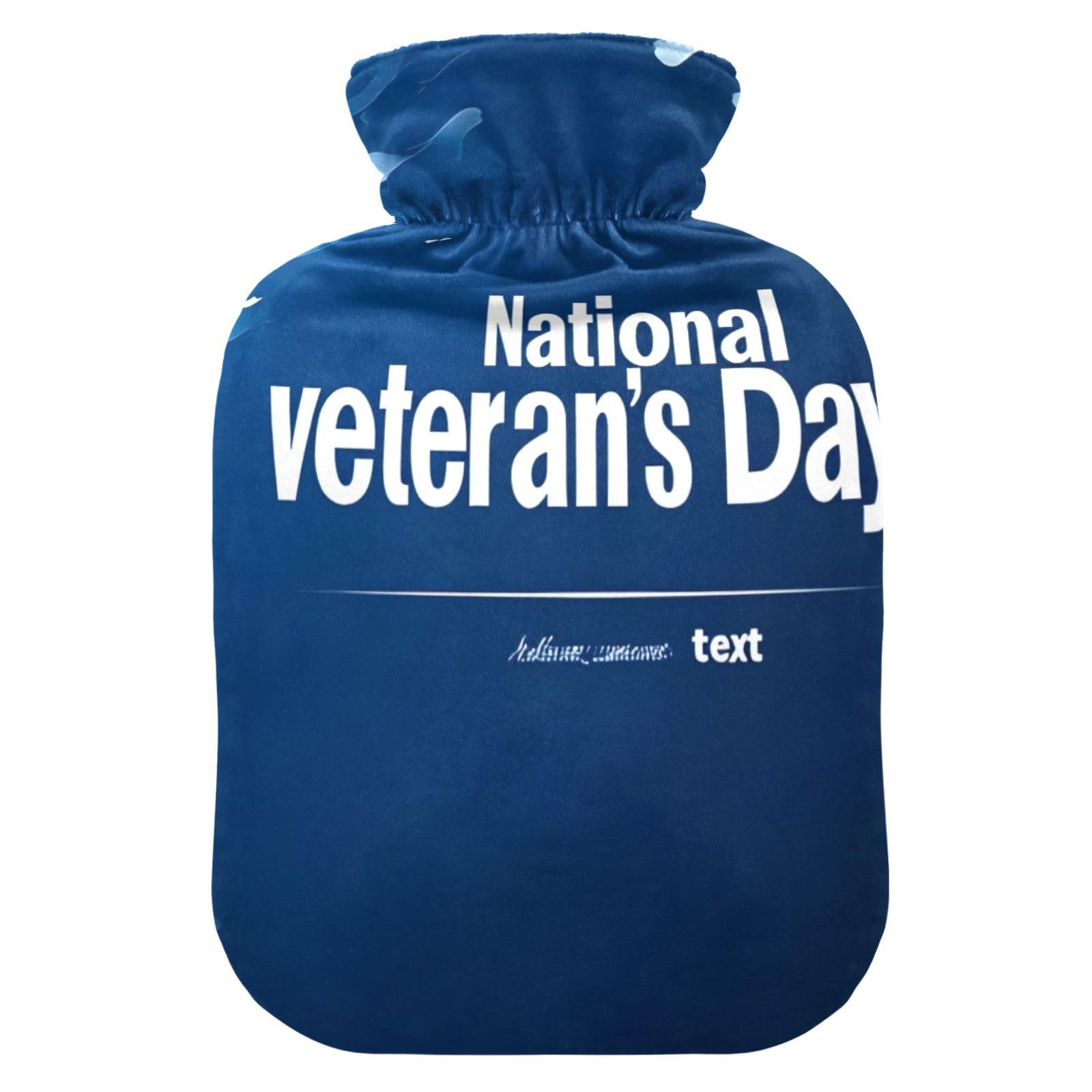 Veteran's Day Hot Water Bottle with Soft Cover Feet and Bed Warmer Hot Water Bag for Neck and Shoulder Pain Relief, 1 Liters