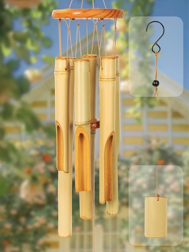 Wooden Wind Chimes Bamboo Windchimes Outside 30
