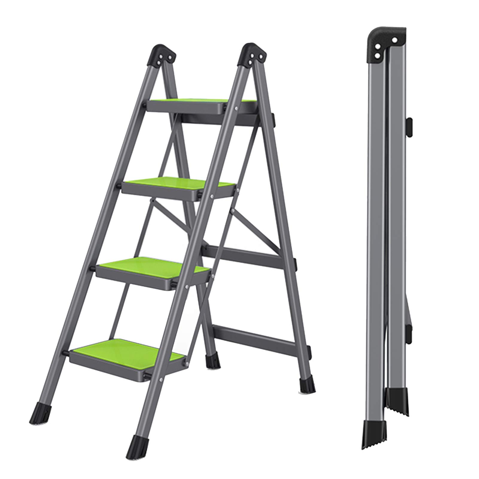 Scaletta Acciaio Facal 4 Gradini Antiscivolo Pieghevole Tasto - Foto 5